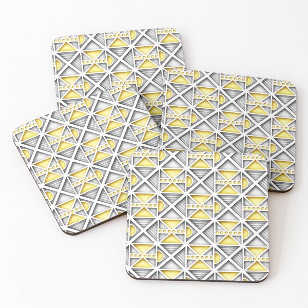 Item preview, Yellow and Gray Geometric Pattern with 3d Effect, Triangular Motifs designed and sold by lissantee.