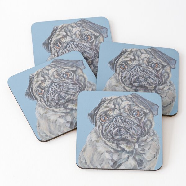 Item preview, Percy Blue. Pug dog painting art by award-winning UK artist Sam Fenner designed and sold by SamFennerArt.