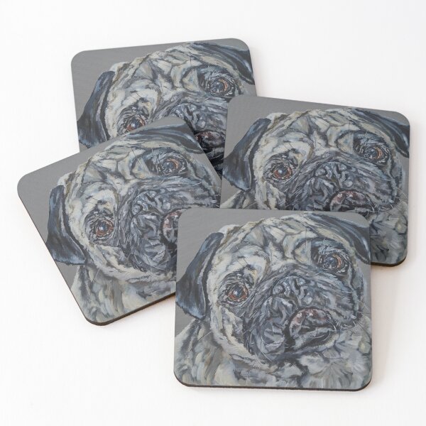 Item preview, Percy Grey. Pug dog painting art by award-winning UK artist Sam Fenner designed and sold by SamFennerArt.