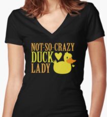 NOT-So-Crazy DUCK LADY Women's Fitted V-Neck T-Shirt