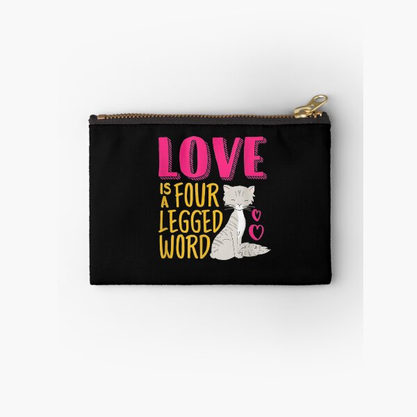 Item preview, Funny Cat Lover Love Is A Four Legged Word Cute Grey Kitty  designed and sold by mylahKristian.