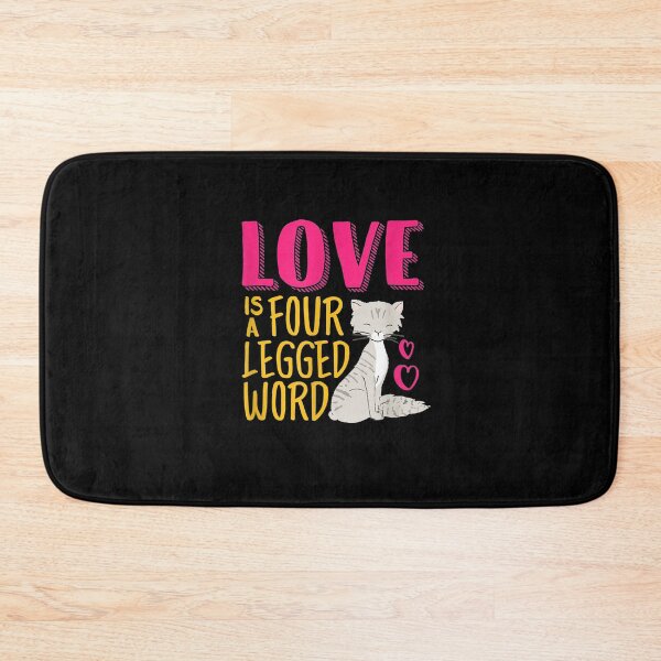 Item preview, Funny Cat Lover Love Is A Four Legged Word Cute Grey Kitty  designed and sold by mylahKristian.