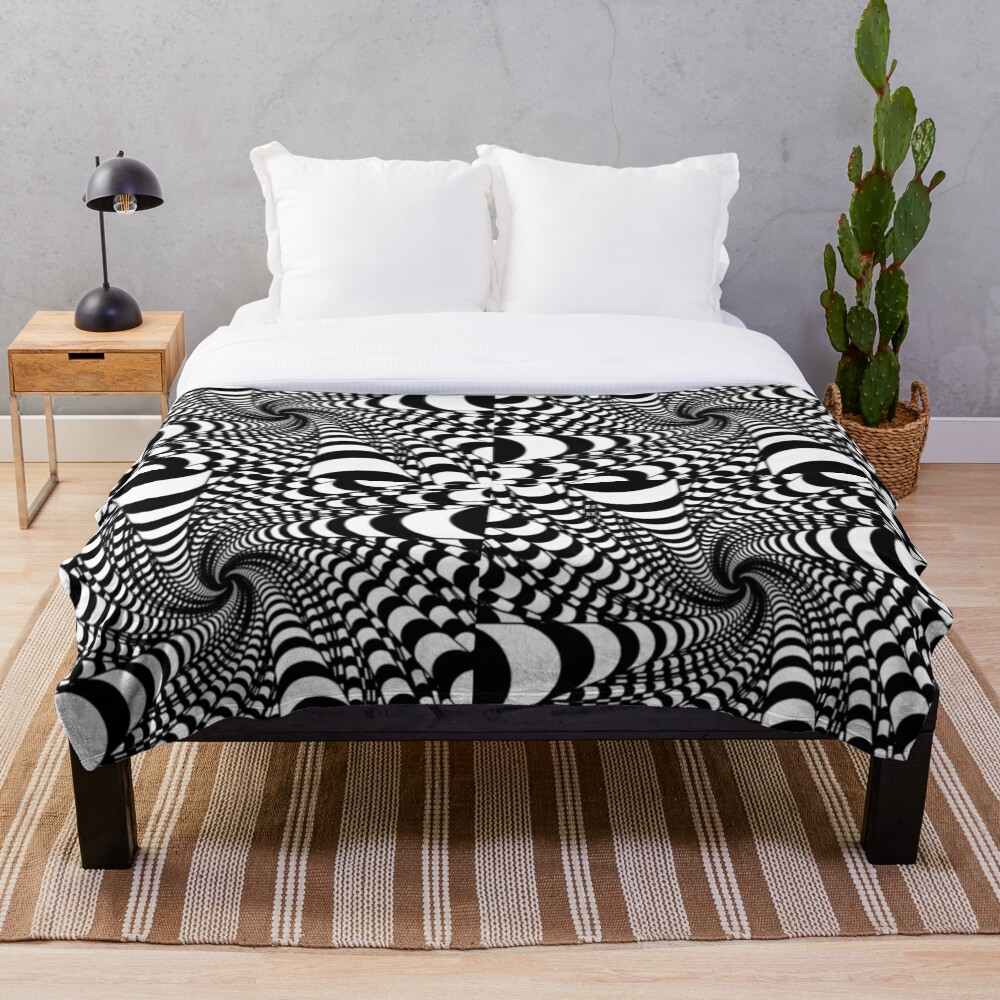 black and white illusion Throw Blanket