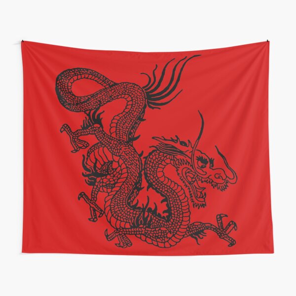 Black Chinese Dragon Tapestry