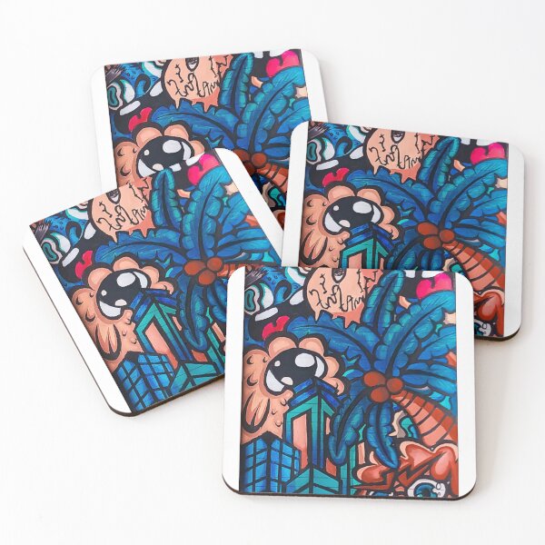 Item preview, Blue and pale orange doodles designed and sold by Imadingus.