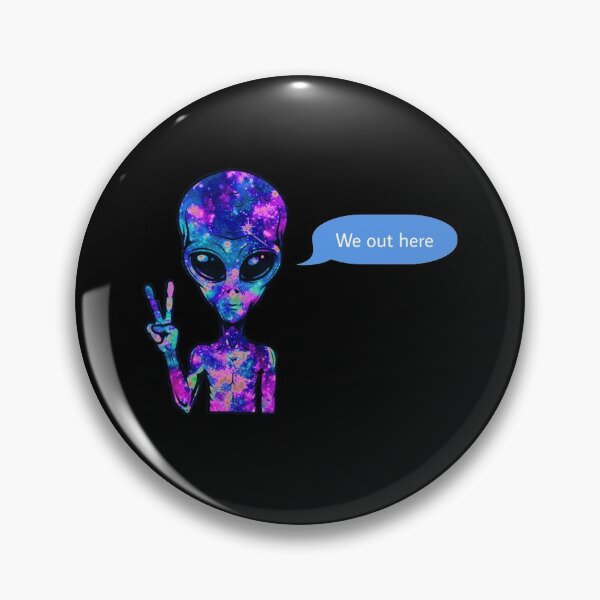 Item preview, We out here galaxy alien holding peace signs - black designed and sold by MNCO.