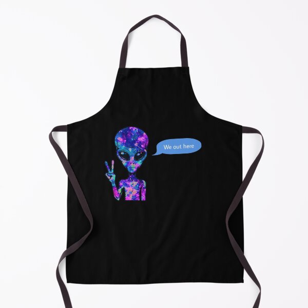 Item preview, We out here galaxy alien holding peace signs - black designed and sold by MNCO.