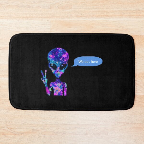 Item preview, We out here galaxy alien holding peace signs - black designed and sold by MNCO.