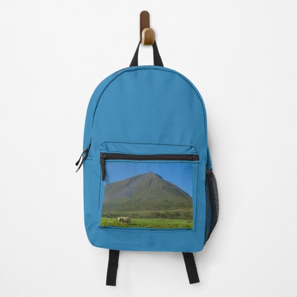 Item preview, Cute and funny looking cows with a great view over Pico mountains, during hiking trail at the Azores island Pico, highest mountain of Portugal. designed and sold by AylaHarbich.