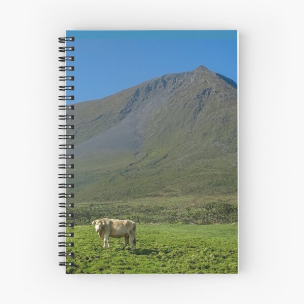 Item preview, Cute and funny looking cows with a great view over Pico mountains, during hiking trail at the Azores island Pico, highest mountain of Portugal. designed and sold by AylaHarbich.
