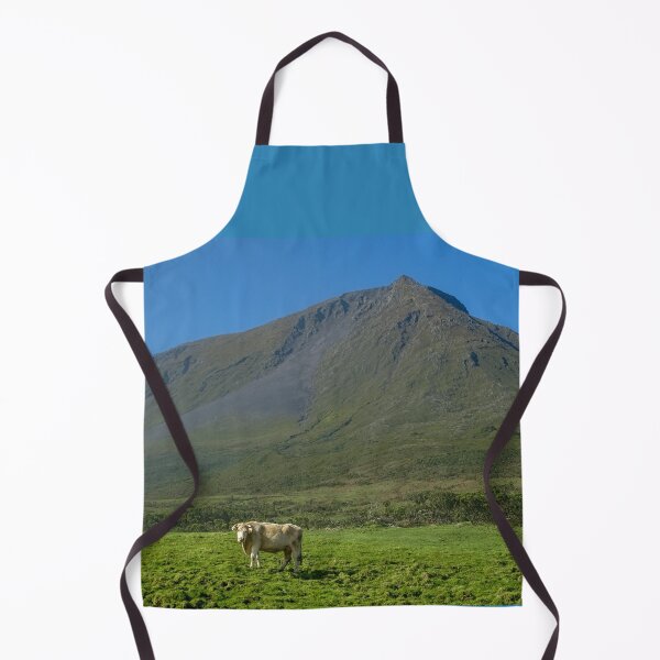 Item preview, Cute and funny looking cows with a great view over Pico mountains, during hiking trail at the Azores island Pico, highest mountain of Portugal. designed and sold by AylaHarbich.