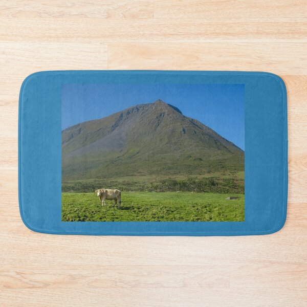 Item preview, Cute and funny looking cows with a great view over Pico mountains, during hiking trail at the Azores island Pico, highest mountain of Portugal. designed and sold by AylaHarbich.