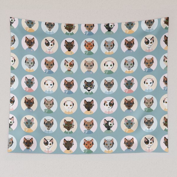 Item preview, Isolated images in a flat style on a white background of cats Support Service operators with a headset. Different fur color and breed. designed and sold by NLobes.
