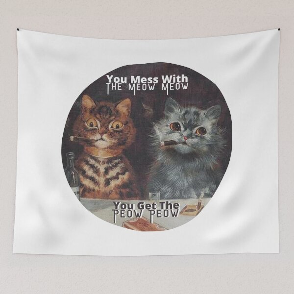 Item preview, You Mess With The Meow Meow You Get The Peow Peow Vintage Art designed and sold by ladylaughprints.