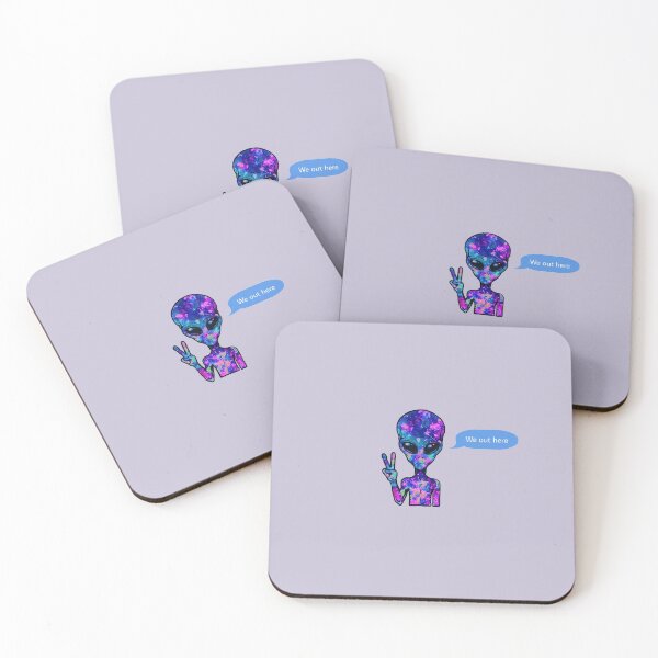 Item preview, We out here galaxy alien holding peace signs - purple designed and sold by MNCO.