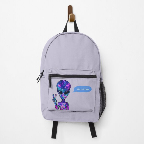 Item preview, We out here galaxy alien holding peace signs - purple designed and sold by MNCO.