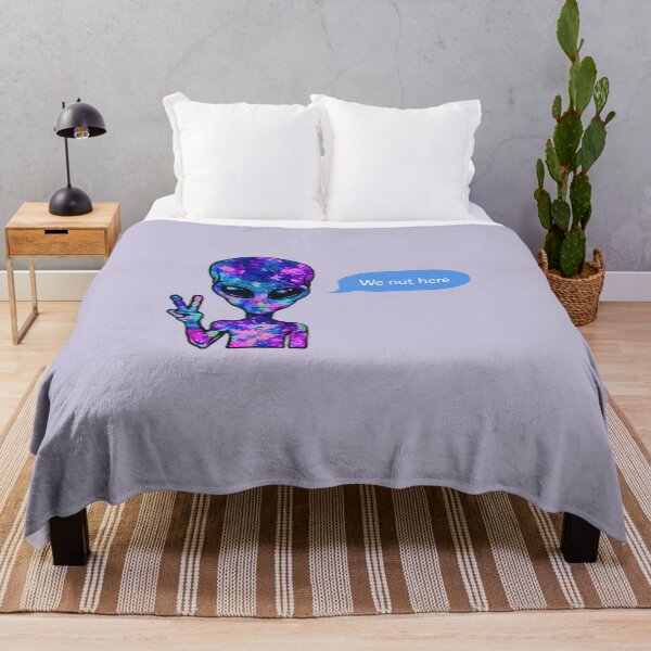 Item preview, We out here galaxy alien holding peace signs - purple designed and sold by MNCO.