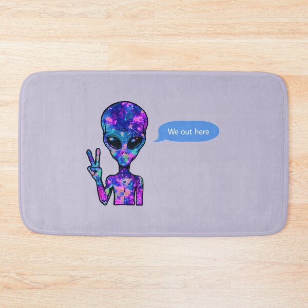 Item preview, We out here galaxy alien holding peace signs - purple designed and sold by MNCO.