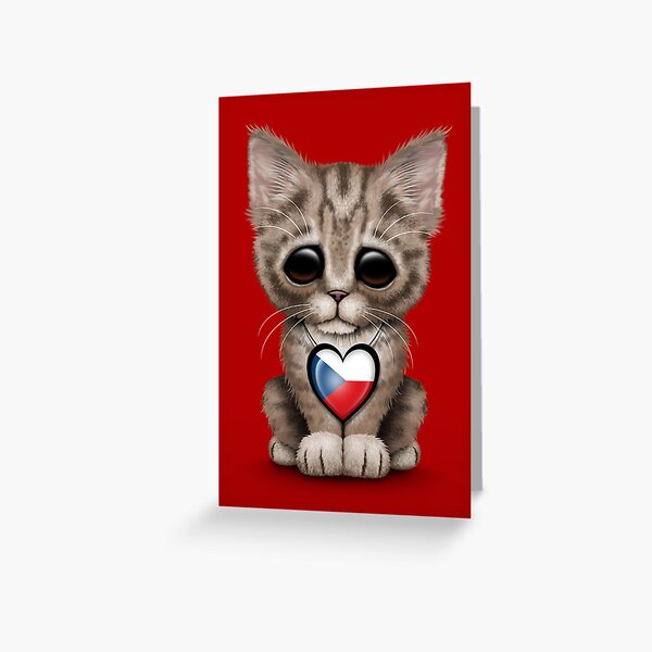 Item preview, Cute Kitten Cat with Czech Republic Flag Heart designed and sold by JeffBartels.
