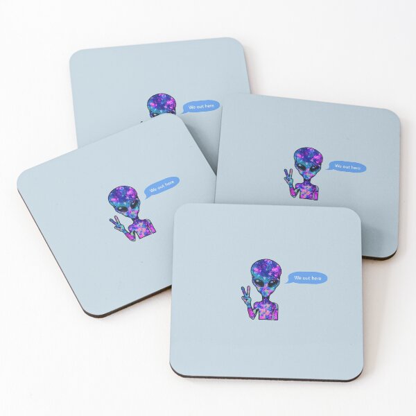 Item preview, We out here galaxy alien holding peace signs - blue designed and sold by MNCO.