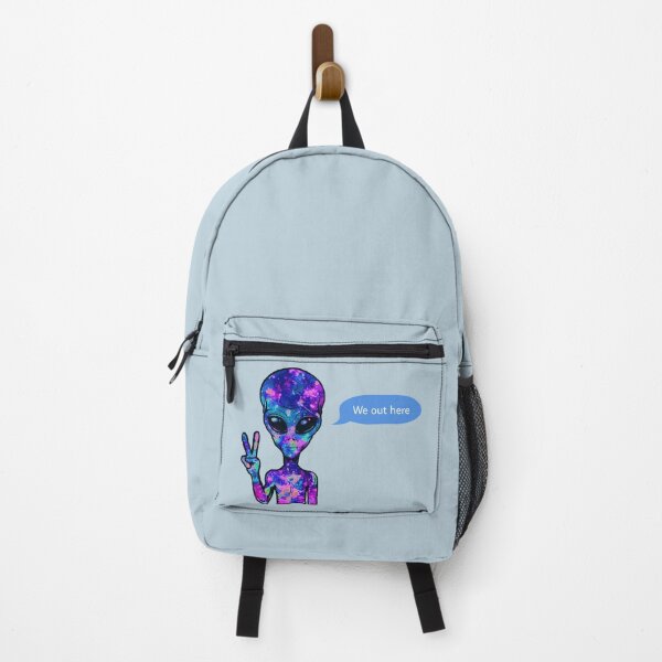 Item preview, We out here galaxy alien holding peace signs - blue designed and sold by MNCO.