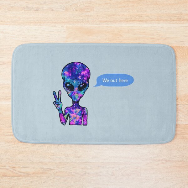 Item preview, We out here galaxy alien holding peace signs - blue designed and sold by MNCO.
