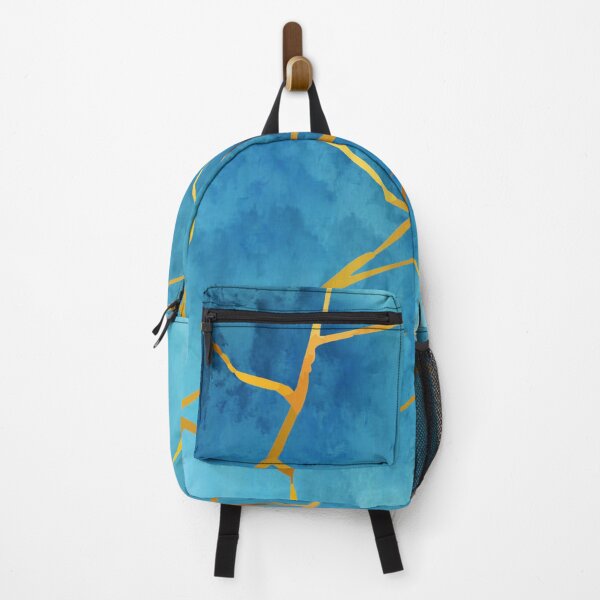 Item preview, Japanese Kintsugi Abstract Art: Azure Blue & Gold Wabi-Sabi Pattern designed and sold by Art-PraveenRai.