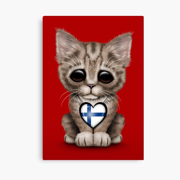 Impression Sur Toile Chat Mignon Chaton Avec Coeur De Drapeau Espagnol Par Jeffbartels Redbubble