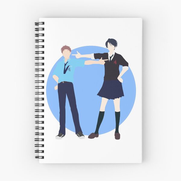 Artikelvorschau, Kashima und Hori - Gekkan Shoujo Nozaki-Kun - minimalistischer Anime-Druck entworfen und verkauft von AnimeDesignX.
