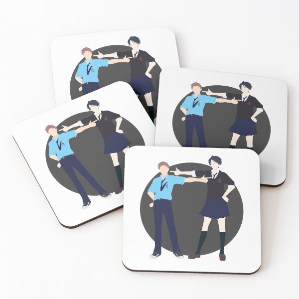 Item preview, Kashima and Hori - Gekkan shoujo Nozaki-kun - minimalist anime print - dark version  designed and sold by AnimeDesignX.
