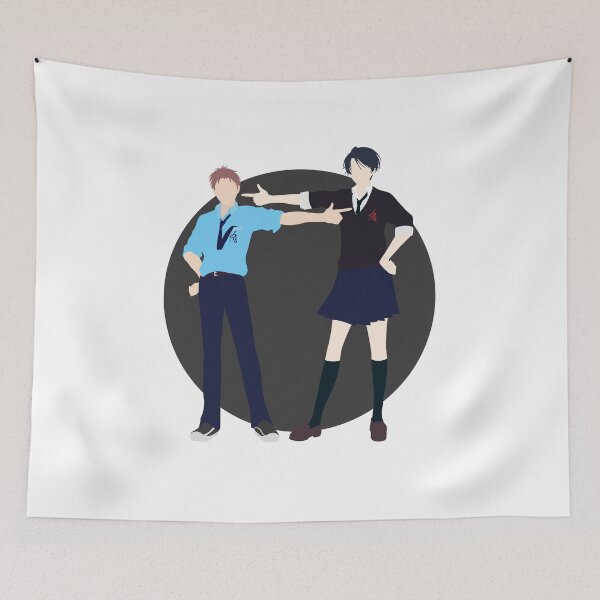 Item preview, Kashima and Hori - Gekkan shoujo Nozaki-kun - minimalist anime print - dark version  designed and sold by AnimeDesignX.