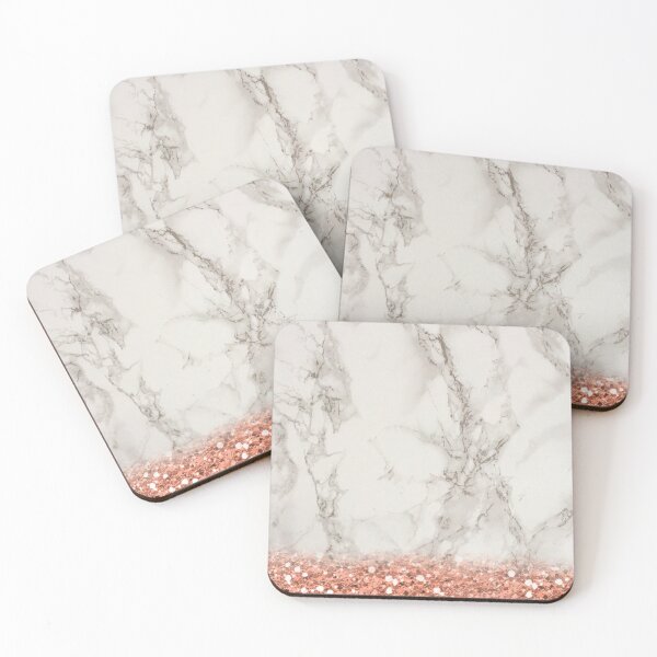 Item preview, Bold ombre rose gold glitter - white marble  designed and sold by Kat-Mir.