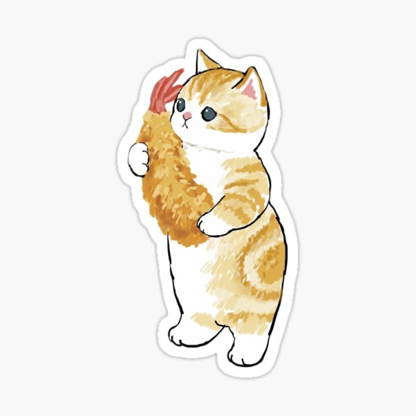 mofu sand kawaii bride kitty cat cute eating ramen kittens best selling gift Sticker