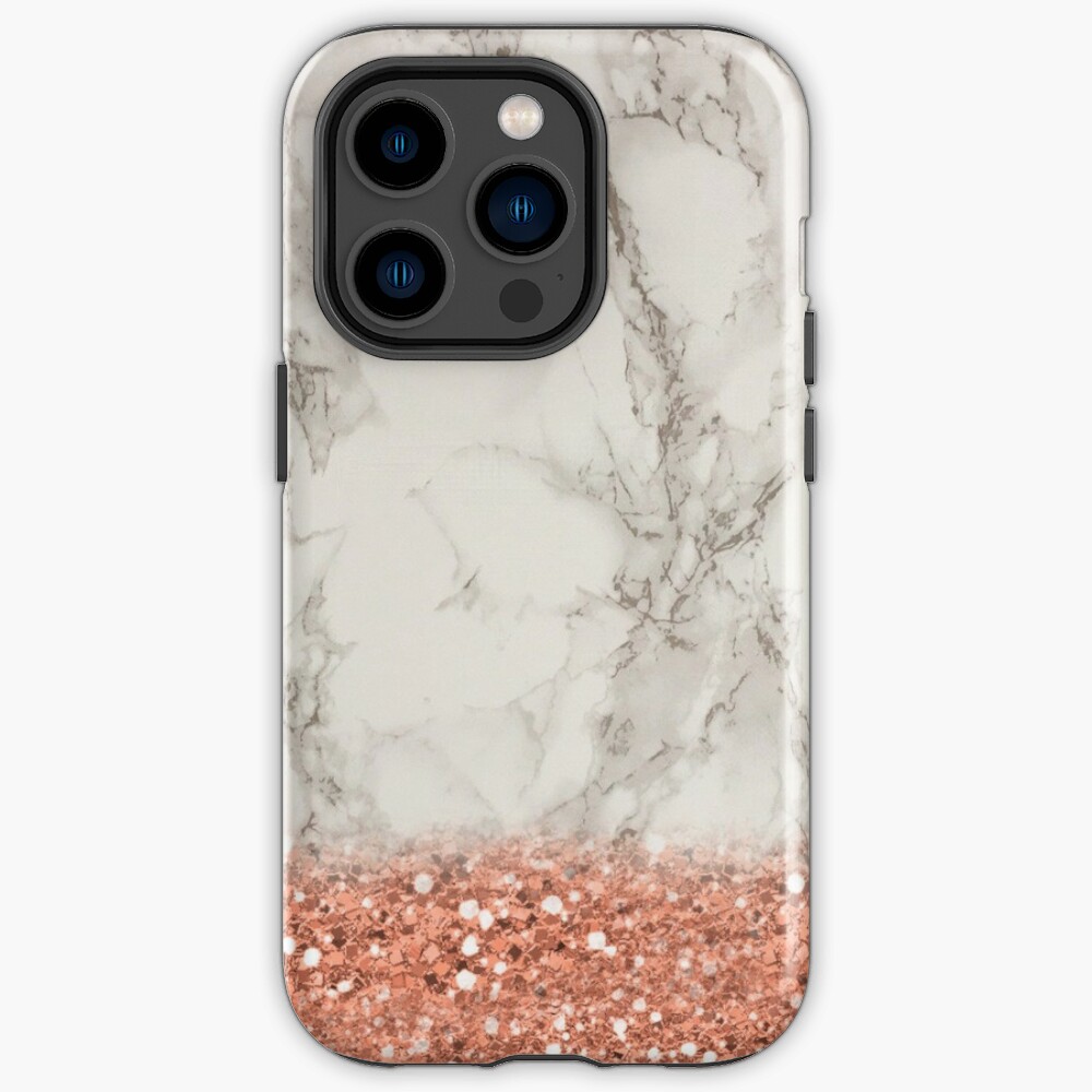 Rose gold glitter ombre white marble breathe typography Iphone