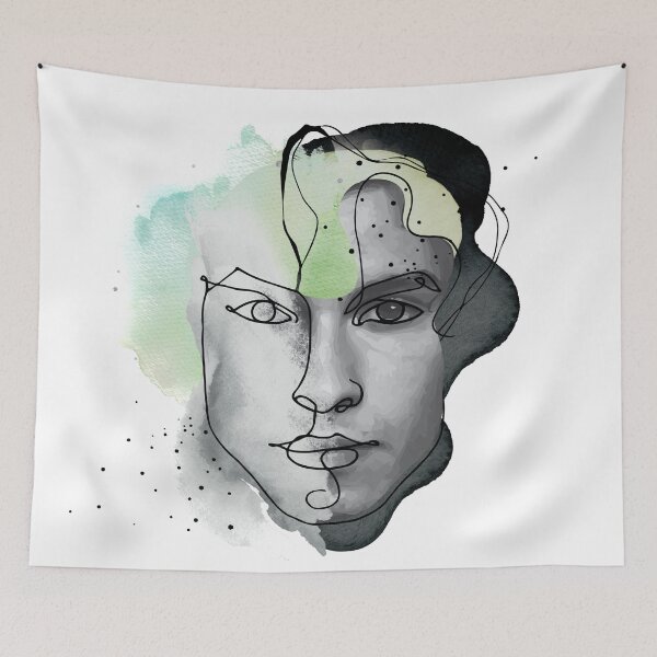 Item preview, male portrait, illustration with watercolors designed and sold by TrueType.