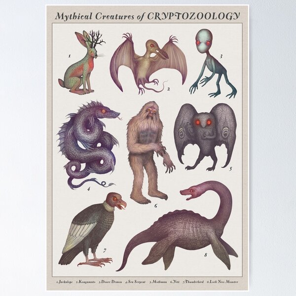 Aperçu de l'œuvre Créatures mythiques de la cryptozoologie créée et vendue par Cabinet Of Curiosities by Vlad.
