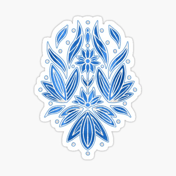 Aperçu de l'œuvre Émail argenté rococo Art déco sur fond bleu créée et vendue par TigaTiga.