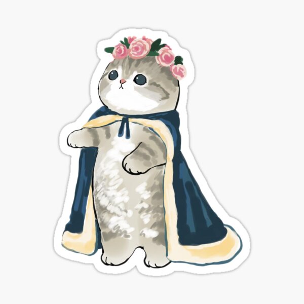 Copy of mofu sand kawaii bride kitty cat cute eating ramen kittens best selling gift Sticker