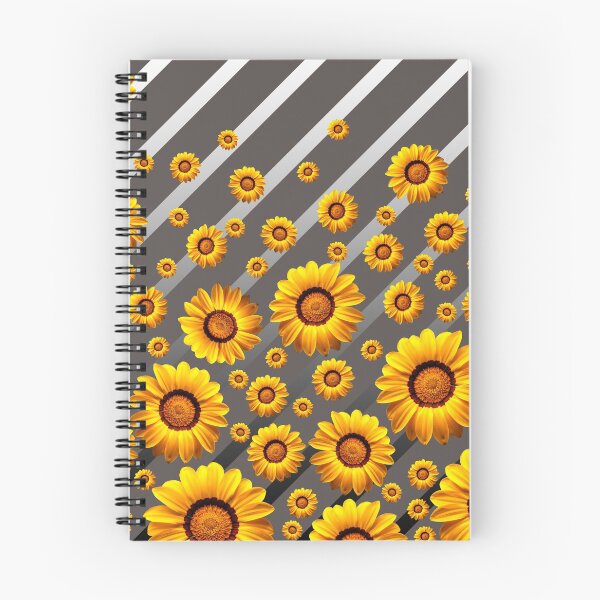 Aperçu de l'œuvre Belles fleurs jaunes sur fond gris avec des rayures noires argentées créée et vendue par homemadecreate.