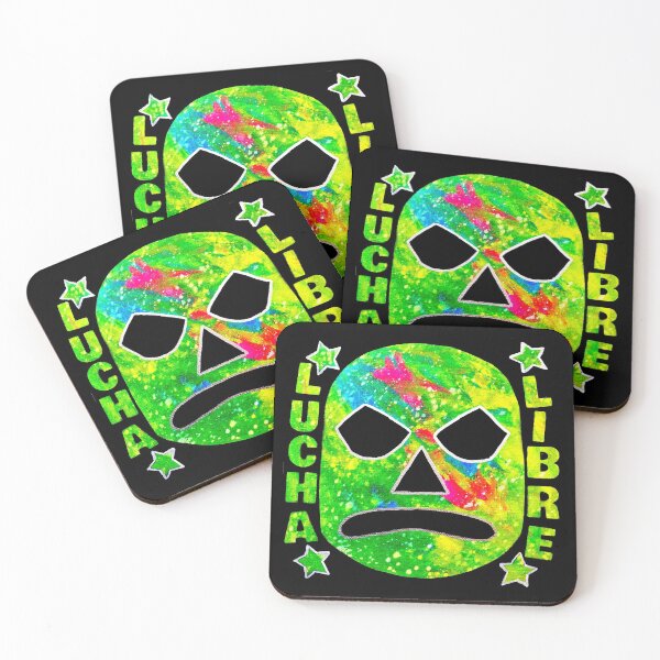 Item preview, Lucha Libre Star (Lime) - original acrylic and spray paint work on 10x10" canvas designed and sold by PixelPalmer.