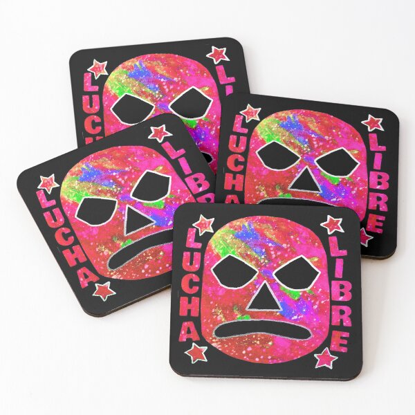Item preview, Lucha Libre Star (Red) - original acrylic and spray paint work on 10x10" canvas designed and sold by PixelPalmer.