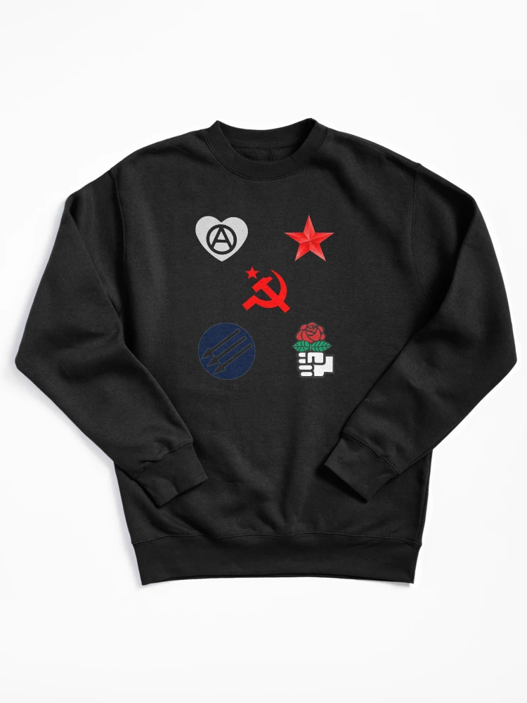Pullover for Sale mit Linke Symbole Sticker Pack - Sozialistische Rose, Roter  Stern, Anarchist 'A', Drei Pfeile, Antifa, Hammer und Sichel von SaminBin
