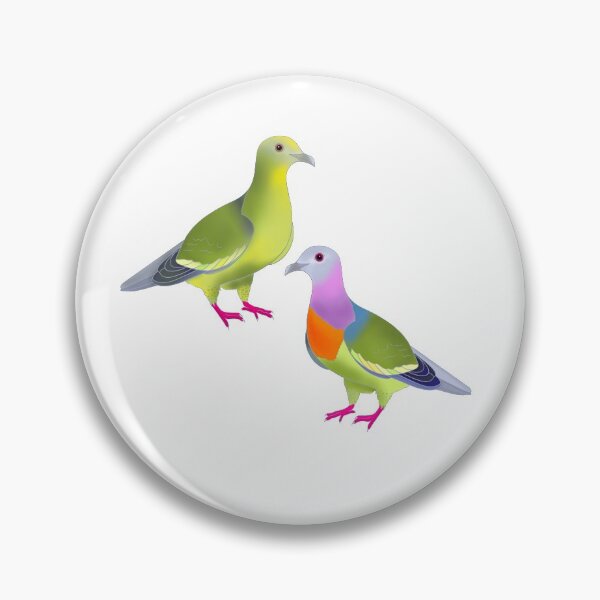 Item preview, A pair of pink-necked green pigeons, birds of southeast Asia, Rainbow pigeon. designed and sold by Naty Design Prague.