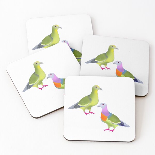 Item preview, A pair of pink-necked green pigeons, birds of southeast Asia, Rainbow pigeon. designed and sold by Naty Design Prague.