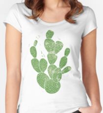 Linocut Cacti #1 Women's Fitted Scoop T-Shirt
