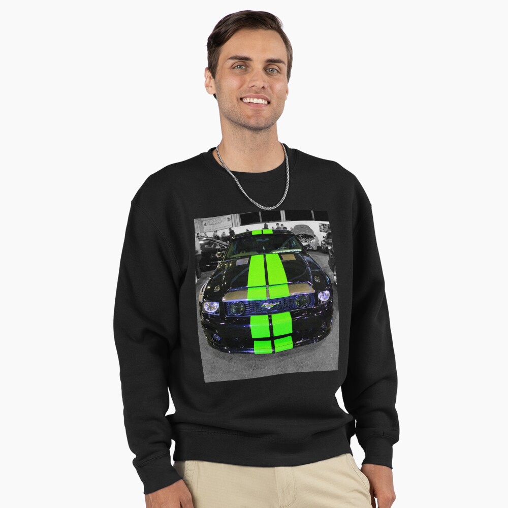 Black Mustang with Green Stripes