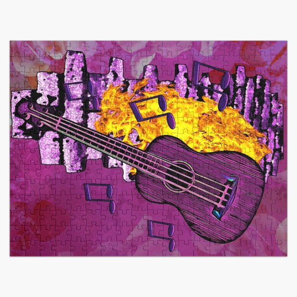 Legakulie Ukulele Feuer Blütenblätter lila Puzzle