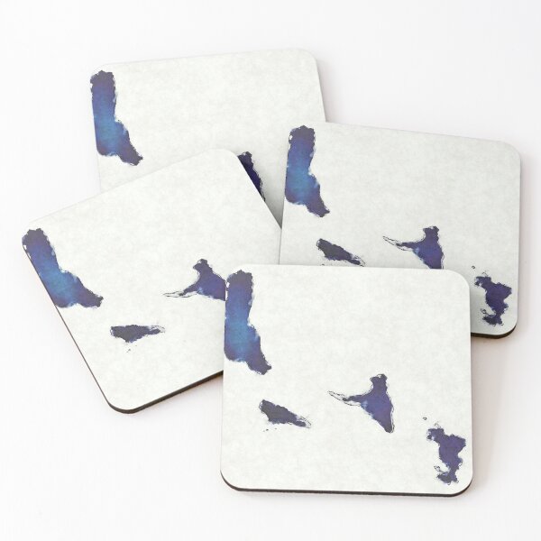 Item preview, Comoros map with drawn lines and blue watercolor illustration designed and sold by Ingo Menhard.