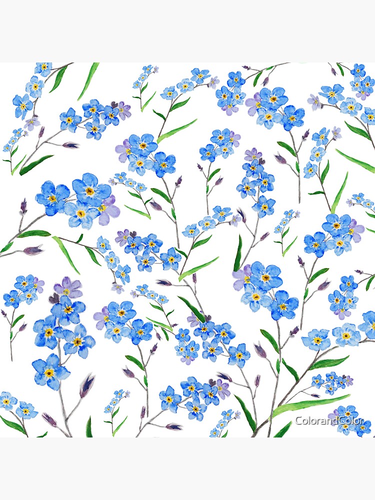 Pegatina «azul no me olvides patrón» de ColorandColor Redbubble