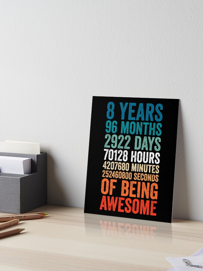 8th anniversary gift, 8th wedding anniversary gifts, kids birthday gift, gift  8 year girl, gift 8 year old boy Greeting Card for Sale by T-DESIGNEDZ